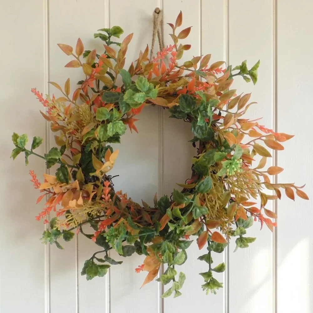 Mini Fall Candle Ring, Grapevine Wreath, Year Round Cabinet Decor, MIrror